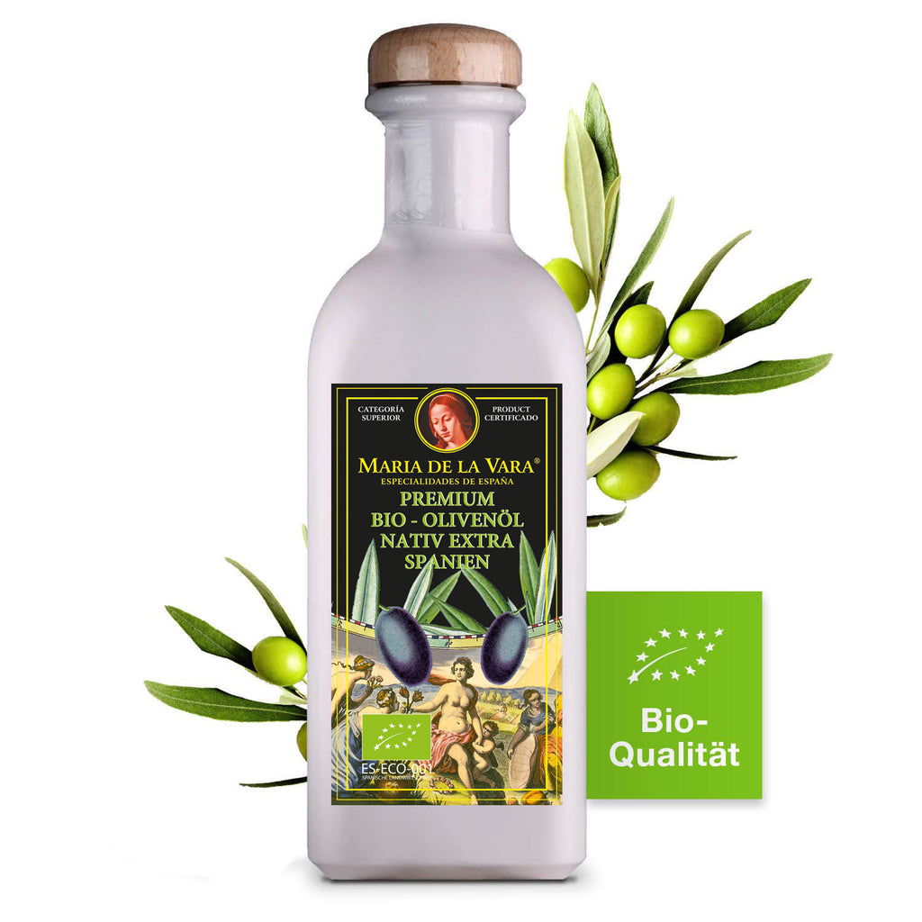 Maria de la Vara BIO Olivenöl Virgin Extra – erste Güteklasse 500ml I Kaltgepresstes Olivenöl zum Braten & für die mediterrane Küche I Aceite de Oliva – Made in Spain